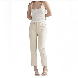 Thakoon Classic Mid Rise Slim Cotton Cropped Jean Ecru Size 6